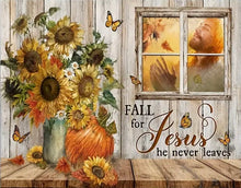 Load image into Gallery viewer, FALL FOR JESUS HE NEVER LEAVES . CANVAS ART by MishL