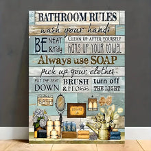 Load image into Gallery viewer, BATHROOM RULES . CANVAS ART by MishL