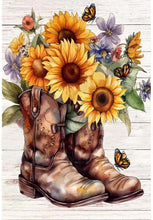 Load image into Gallery viewer, COWGIRL BOOTS . DIAMOND ART by MishL