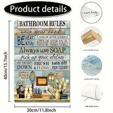 Load image into Gallery viewer, BATHROOM RULES . CANVAS ART by MishL