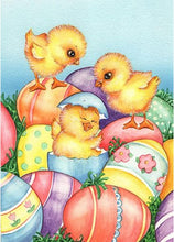 Load image into Gallery viewer, THREE LITTLE CHICKS . DIAMOND ART by MishL