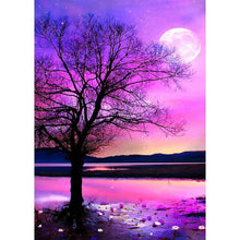 Load image into Gallery viewer, PURPLE SUNRISE . DIAMOND ART by MishL