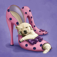 Load image into Gallery viewer, POLKA DOT STILETTOS . DIAMOND ART by MishL
