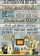 Load image into Gallery viewer, BATHROOM RULES . CANVAS ART by MishL