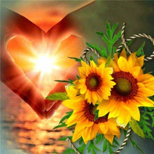 Load image into Gallery viewer, SUNFLOWER LOVE . DIAMOND ART by MishL
