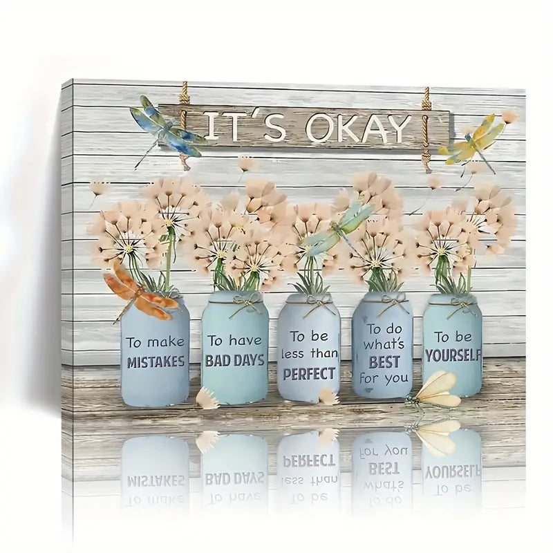 IT'S OKAY TO BE LESS THAN PERFECT . CANVAS WALL ART