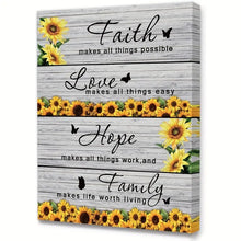 Load image into Gallery viewer, FAITH . LOVE . HOPE . FAMILY (SUNFLOWERS) . CANVAS WALL ART
