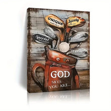 Load image into Gallery viewer, GOD SAYS YOU ARE . GOLF CLUBS . CANVAS WALL ART
