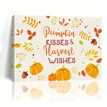 Load image into Gallery viewer, PUMPKIN KISSES &amp; HARVEST WISHES . CANVAS WALL ART
