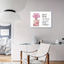 Load image into Gallery viewer, BEAUTY BEGINS THE MOMENT YOU DECIDE TO BE YOURSELF . CANVAS WALL ART
