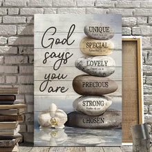 Load image into Gallery viewer, GOD SAYS YOU ARE . ROCKS. CANVAS WALL ART
