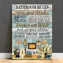 Load image into Gallery viewer, BATHROOM RULES . CANVAS WALL ART
