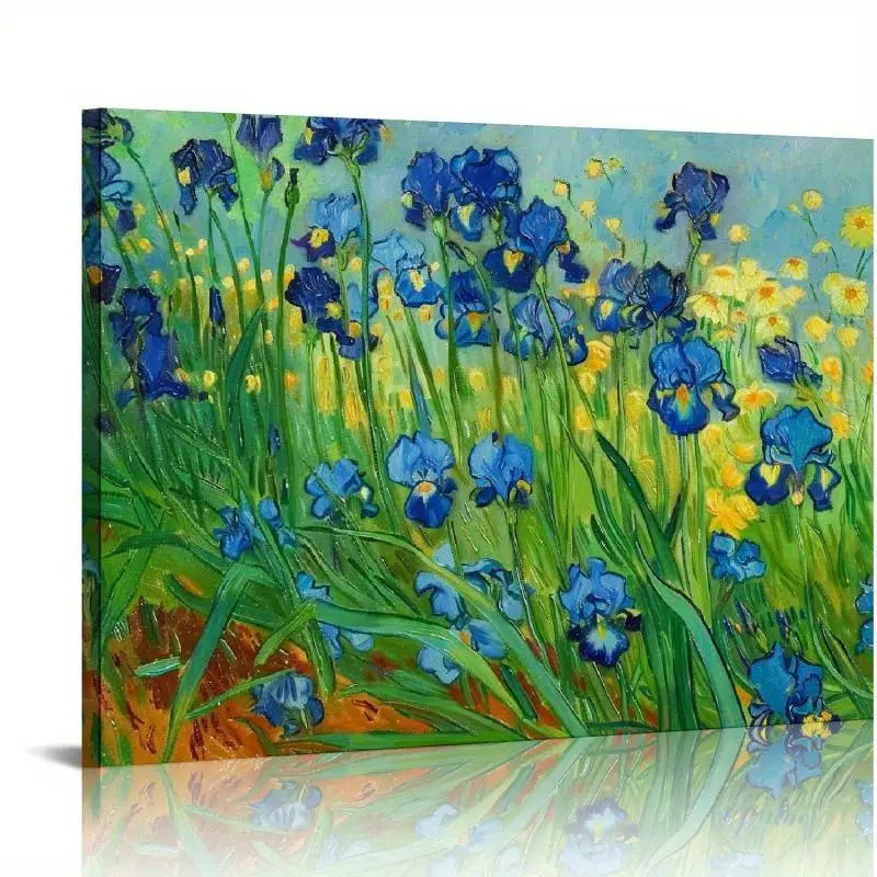 BLUE IRISES . CANVAS WALL ART