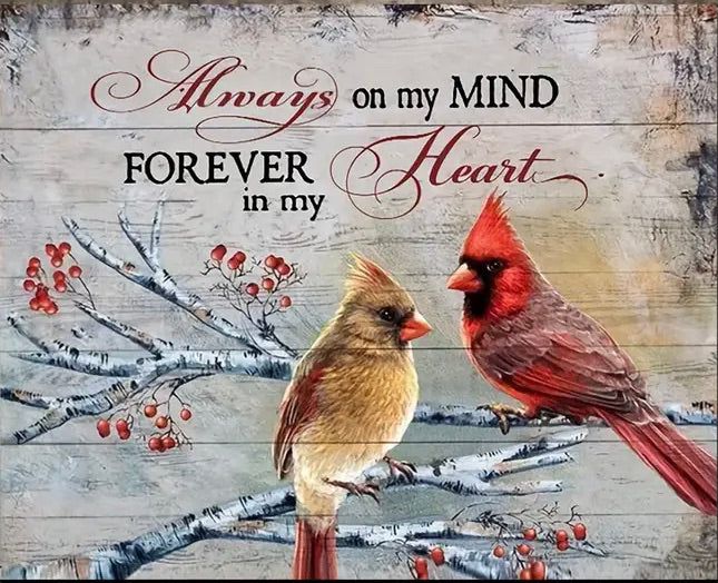 ALWAYS ON MY MIND FOREVER IN MY HEART . CARDINALS . CANVAS WALL ART