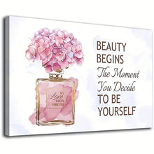 Load image into Gallery viewer, BEAUTY BEGINS THE MOMENT YOU DECIDE TO BE YOURSELF . CANVAS WALL ART
