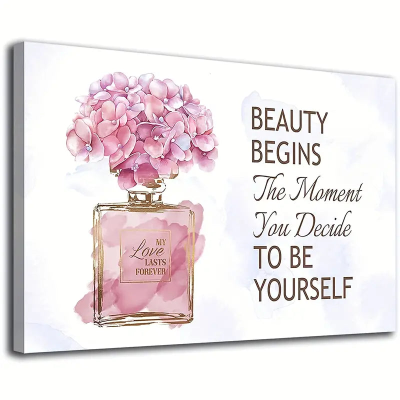 BEAUTY BEGINS THE MOMENT YOU DECIDE TO BE YOURSELF . CANVAS WALL ART