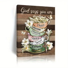 Load image into Gallery viewer, GOD SAYS YOU ARE . TEA CUPS . CANVAS WALL ART
