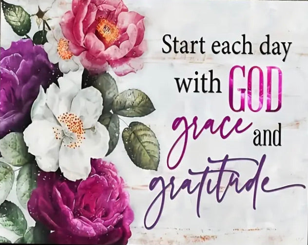 START EACH DAY WITH GOD . GRACE & GRATITUDE . CANVAS WALL ART