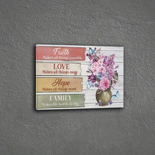 Load image into Gallery viewer, FAITH . LOVE . HOPE . FAMILY . CANVAS WALL ART
