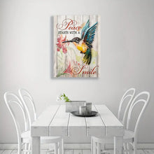 Load image into Gallery viewer, PEACE STARTS WITH A SMILE . CANVAS WALL ART
