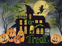 Load image into Gallery viewer, TRICK OR TREAT . HAUNTED HOUSE . CANVAS WALL ART
