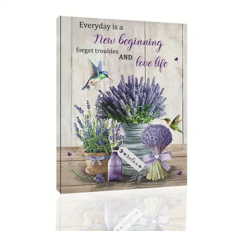 EVERY DAY IS A NEW BEGINNING . LAVENDER . CANVAS WALL ART