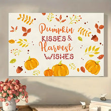 Load image into Gallery viewer, PUMPKIN KISSES &amp; HARVEST WISHES . CANVAS WALL ART
