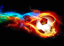 Load image into Gallery viewer, SOCCER BALL ON FIRE . DIAMOND PAINTING
