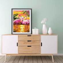 Load image into Gallery viewer, FLAMINGO SUNSET . DIAMOND PAINTING
