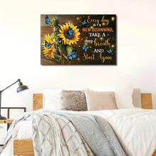 Load image into Gallery viewer, EVERY DAY IS A NEW BEGINNING (SUNFLOWERS) . CANVAS WALL ART
