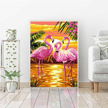 Load image into Gallery viewer, FLAMINGO SUNSET . DIAMOND PAINTING
