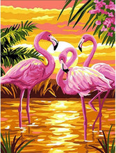 Load image into Gallery viewer, FLAMINGO SUNSET . DIAMOND PAINTING
