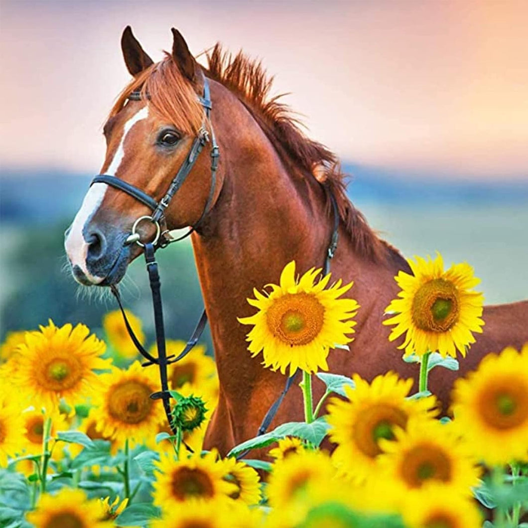 SUNFLOWER HORSE . DIAMOND PAINTING