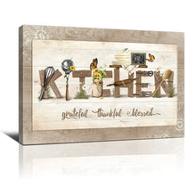 Load image into Gallery viewer, KITCHEN GRATEFUL . THANKFUL . BLESSED . CANVAS WALL ART
