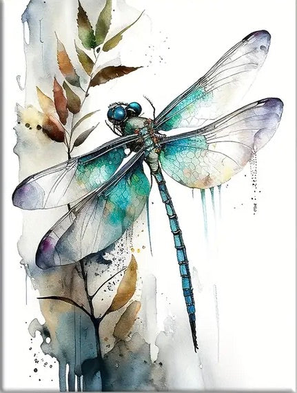 TURQUOISE DRAGONFLY . CANVAS WALL ART