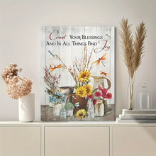 Load image into Gallery viewer, COUNT YOUR BLESSINGS AND IN ALL THINGS FIND JOY . CANVAS WALL ART
