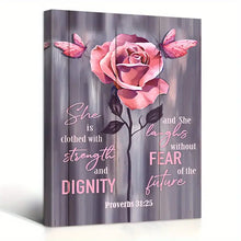 Load image into Gallery viewer, SHE IS CLOTHED WITH STRENGTH . CANVAS WALL ART
