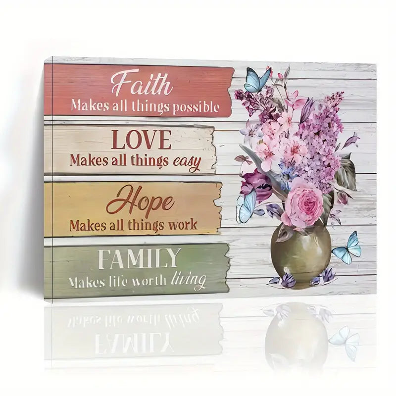 FAITH . LOVE . HOPE . FAMILY . CANVAS WALL ART