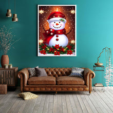 Load image into Gallery viewer, RED SNOWMAN . DIAMOND PAINTING
