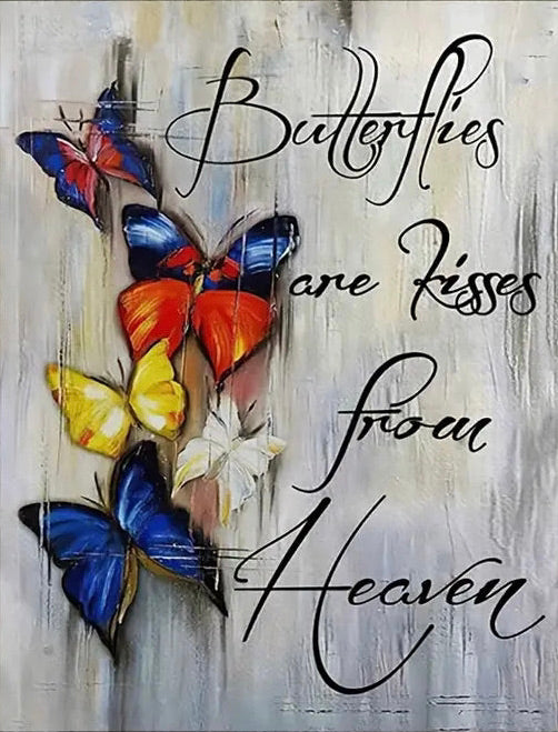 BUTTERFLIES ARE KISSES FROM HEAVEN . CANVAS WALL ART