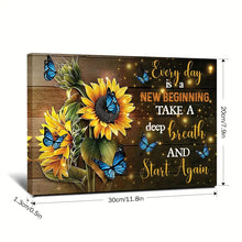 Load image into Gallery viewer, EVERY DAY IS A NEW BEGINNING (SUNFLOWERS) . CANVAS WALL ART
