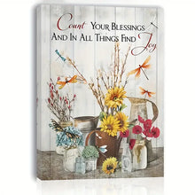 Load image into Gallery viewer, COUNT YOUR BLESSINGS AND IN ALL THINGS FIND JOY . CANVAS WALL ART
