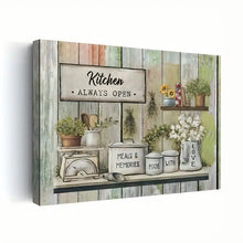 Load image into Gallery viewer, KITCHEN ALWAYS OPEN . CANVAS WALL ART
