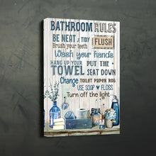 Load image into Gallery viewer, BATHROOM RULES . CANVAS WALL ART
