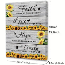 Load image into Gallery viewer, FAITH . LOVE . HOPE . FAMILY (SUNFLOWERS) . CANVAS WALL ART
