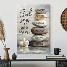 Load image into Gallery viewer, GOD SAYS YOU ARE . ROCKS. CANVAS WALL ART
