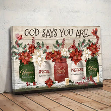 Load image into Gallery viewer, GOD SAYS YOU ARE . POINSETTIAS CANVAS WALL ART
