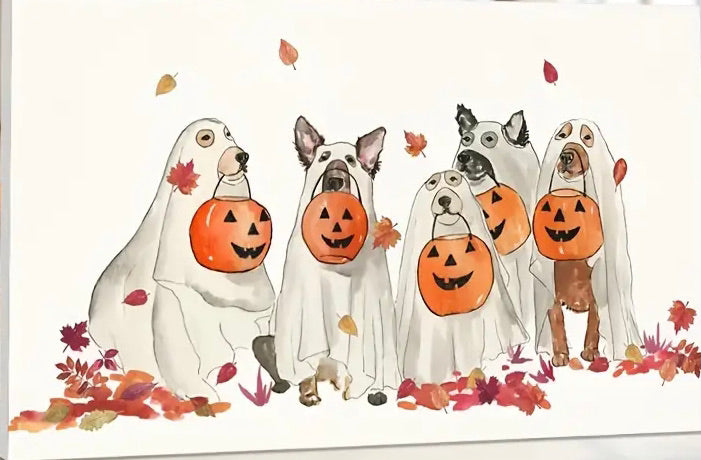 HALLOWEEN PUPS . CANVAS WALL ART