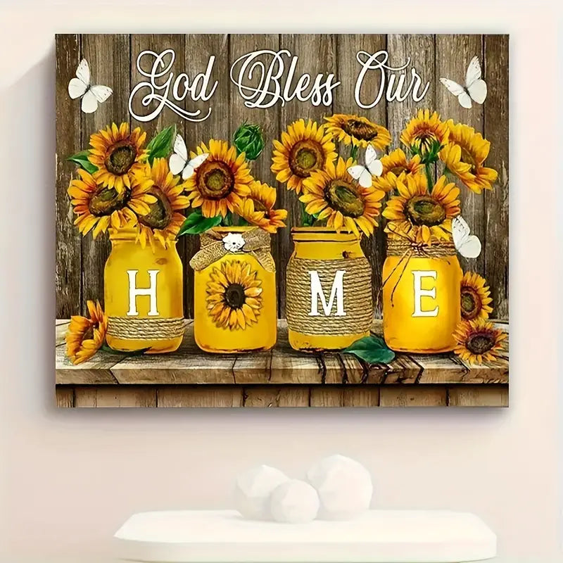 GOD BLESS OUR HOME . CANVAS WALL ART