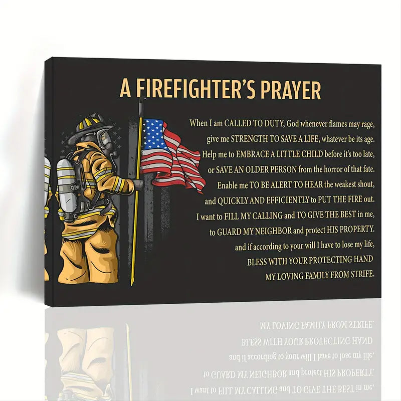 A FIREFIGHTER'S PRAYER . CANVAS WALL ART